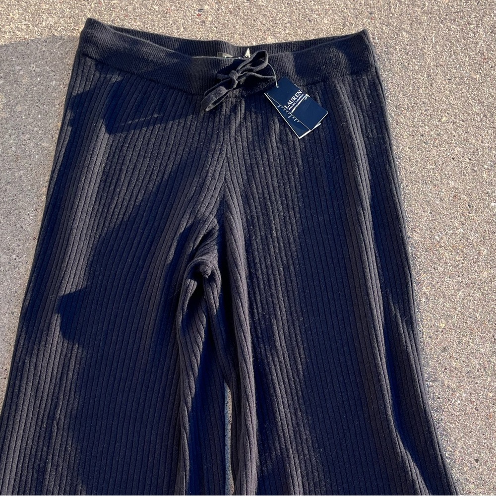 Polo Ralph Lauren navy washable cashmere wide leg ribbed sweatpants navy NWT - Picture 4 of 6